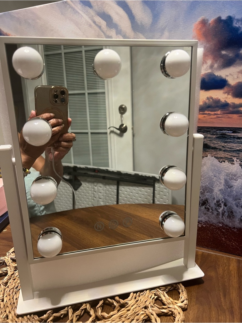 Pink Led Mirror With Adjustable Lighting View 4
